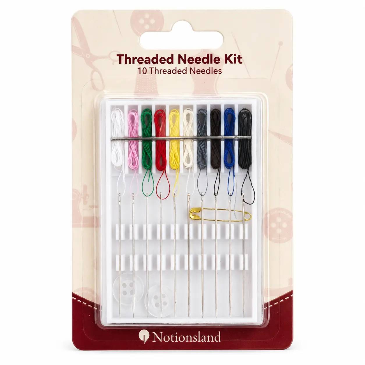 Threaded Needle Kit – 10 Pre-Threaded Sewing Needles Set