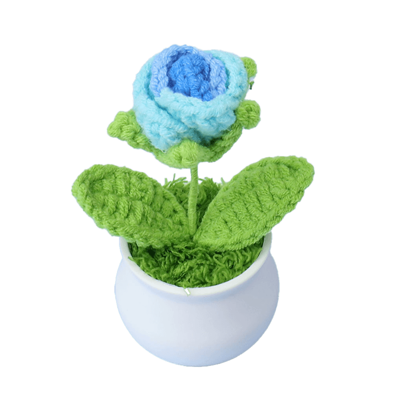 Crochet Mini Plastic Potted Plant Rose