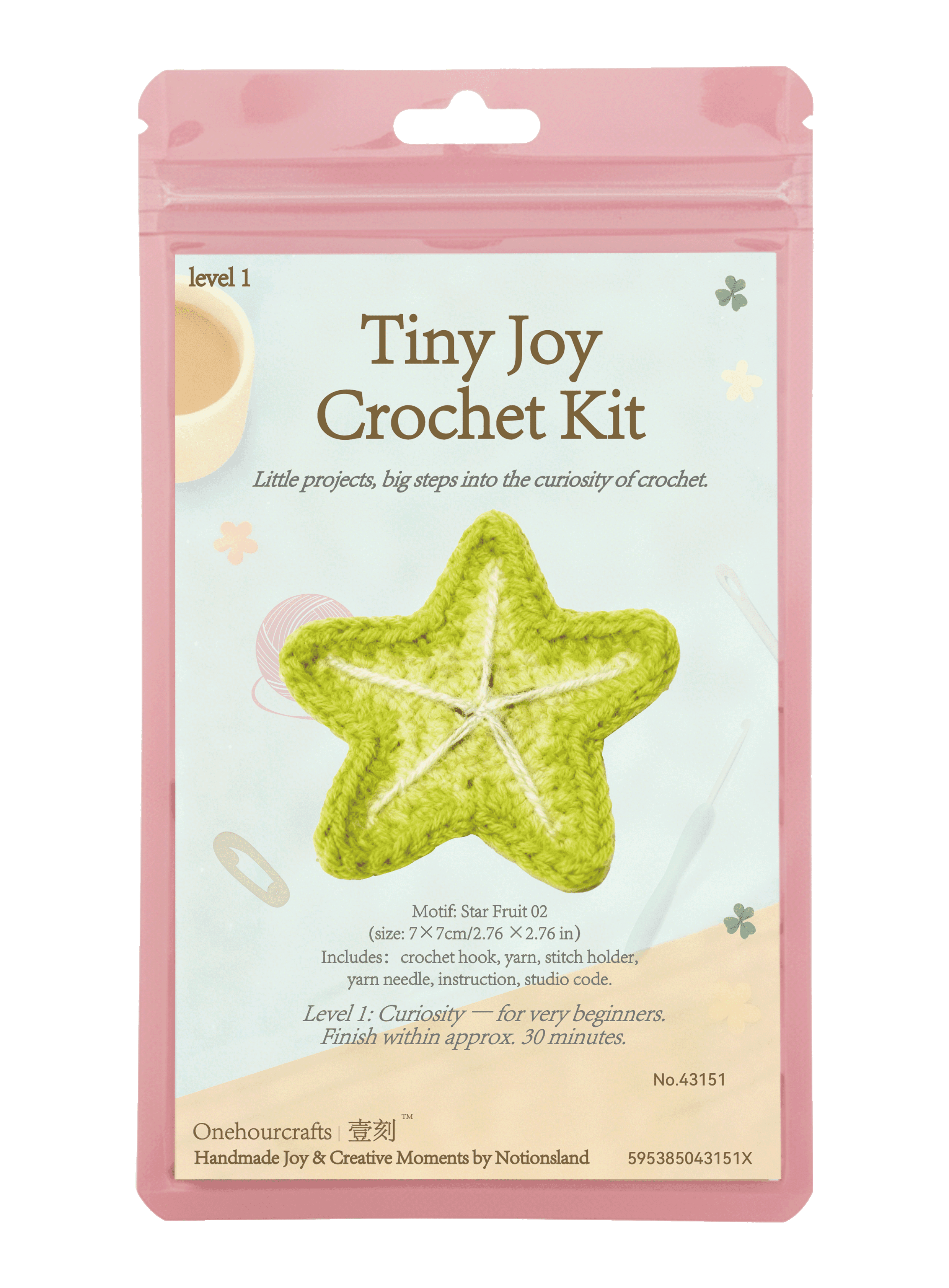 Kit de ganchillo con forma de carambola para principiantes en manualidades DIY