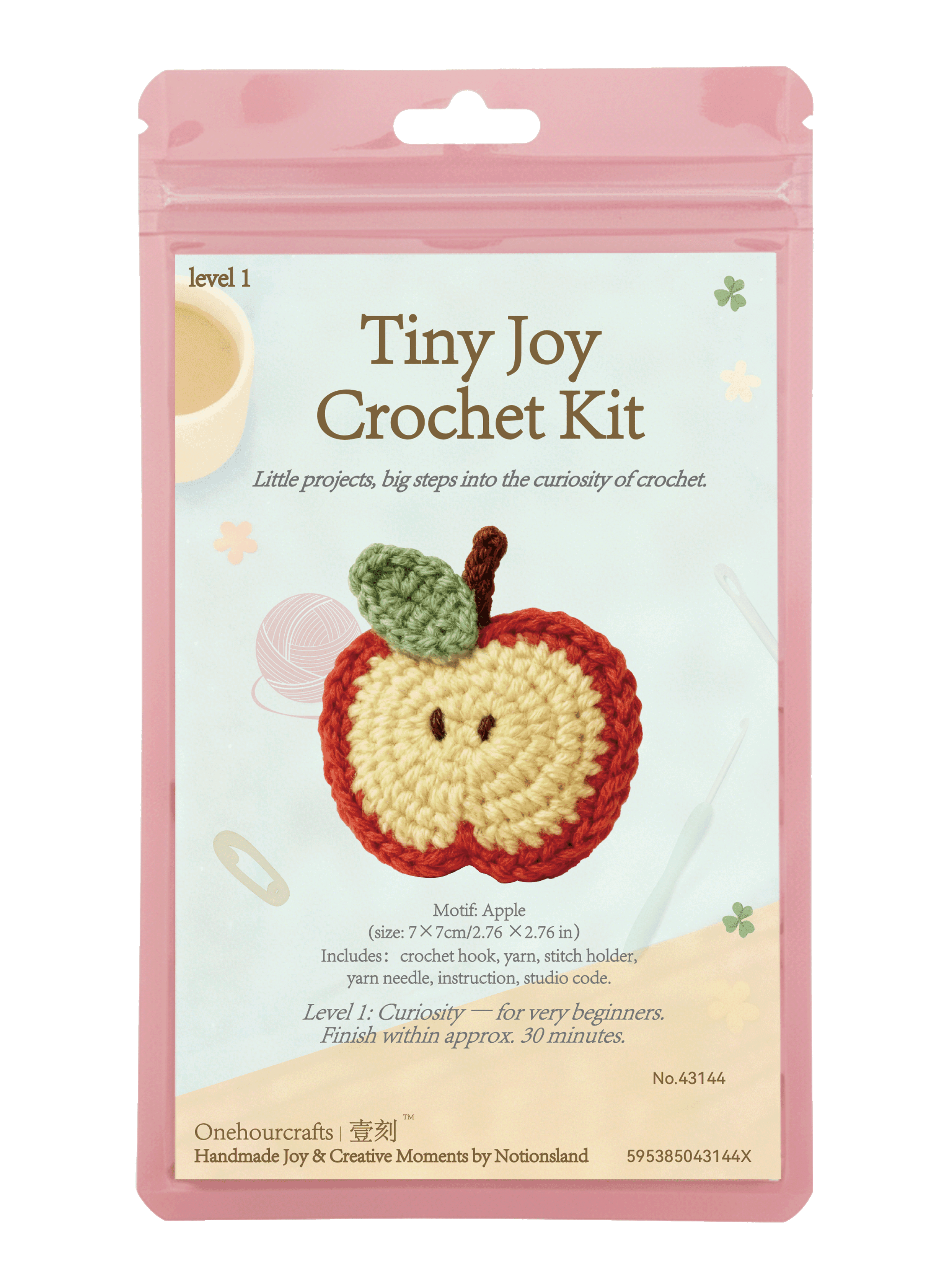 N.º 43144 - Kit de ganchillo de manzana para principiantes en manualidades DIY