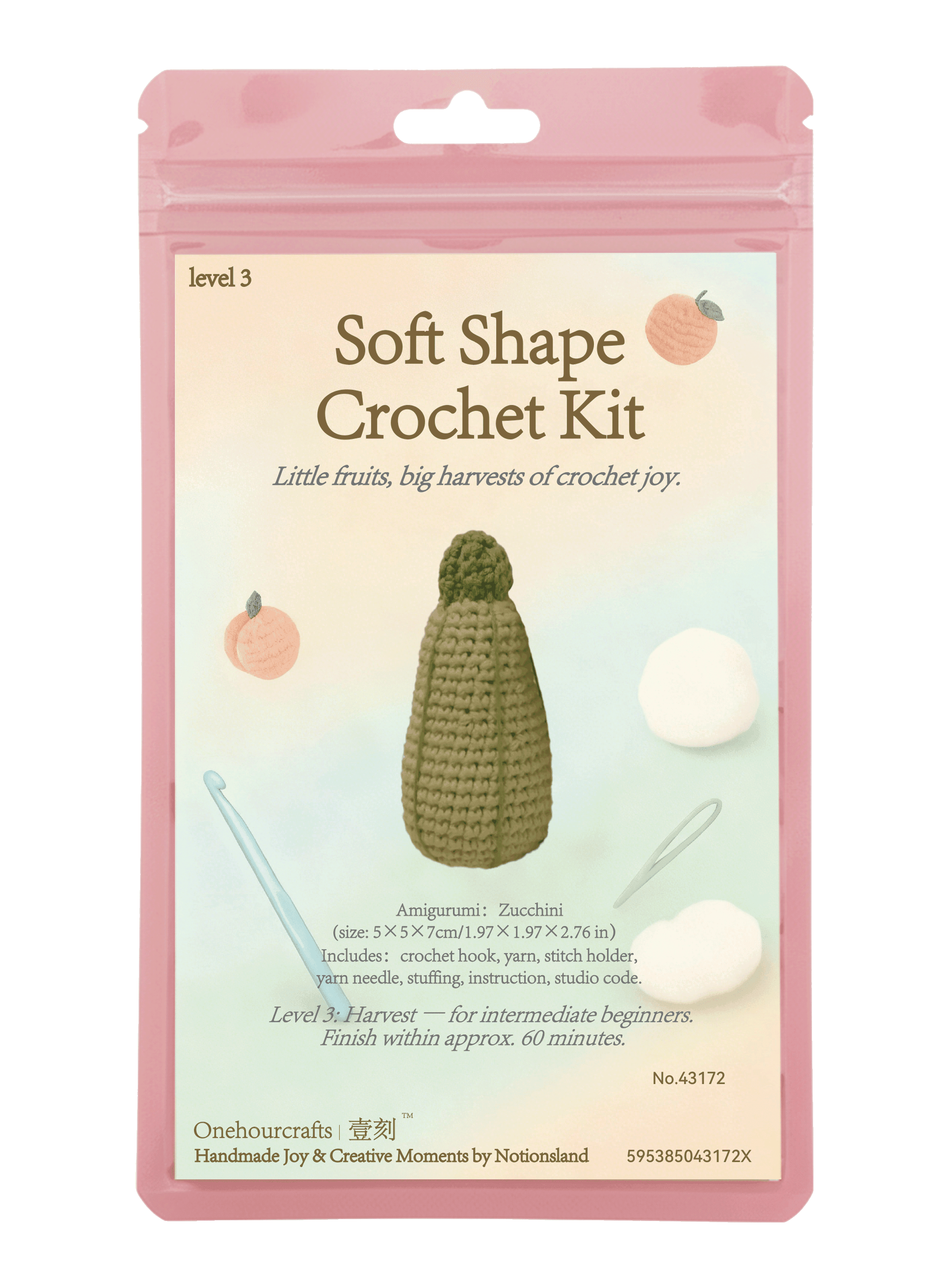 N.º 43172 - Kit de ganchillo de pepino para proyectos de amigurumi con temática de cosecha