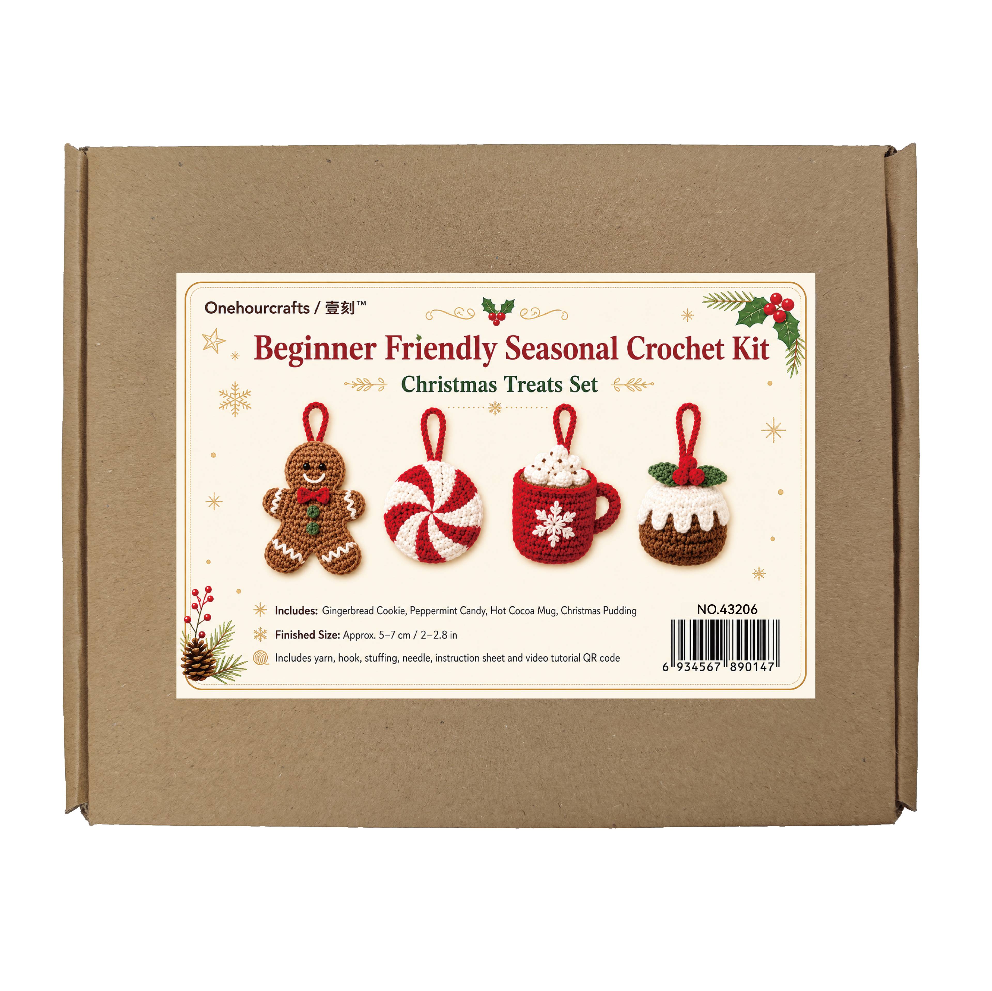 N.º 43213 - Kit de ganchillo navideño al por mayor para adornos navideños