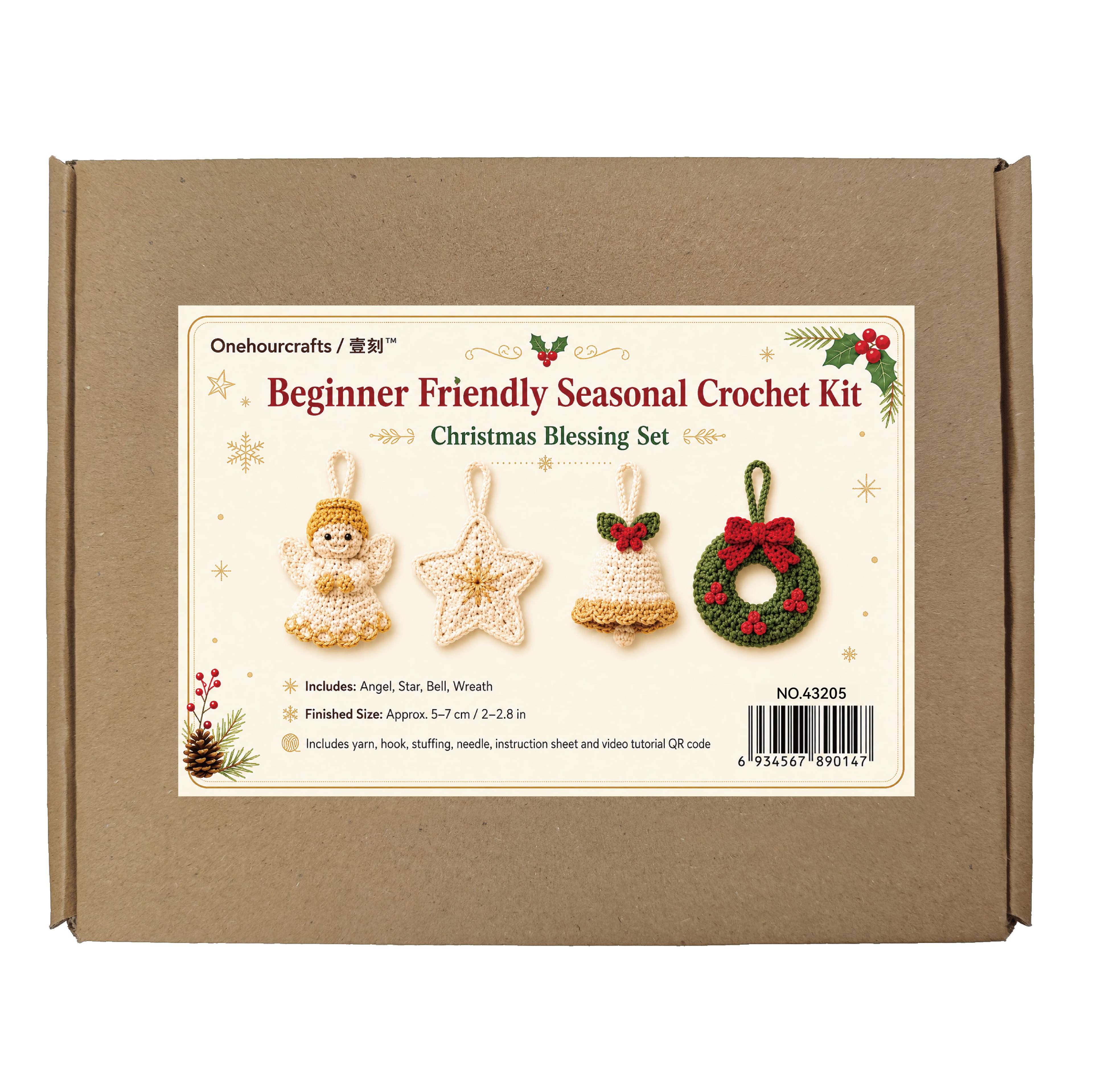 N.º 43205 - Kit de ganchillo navideño al por mayor para adornos navideños