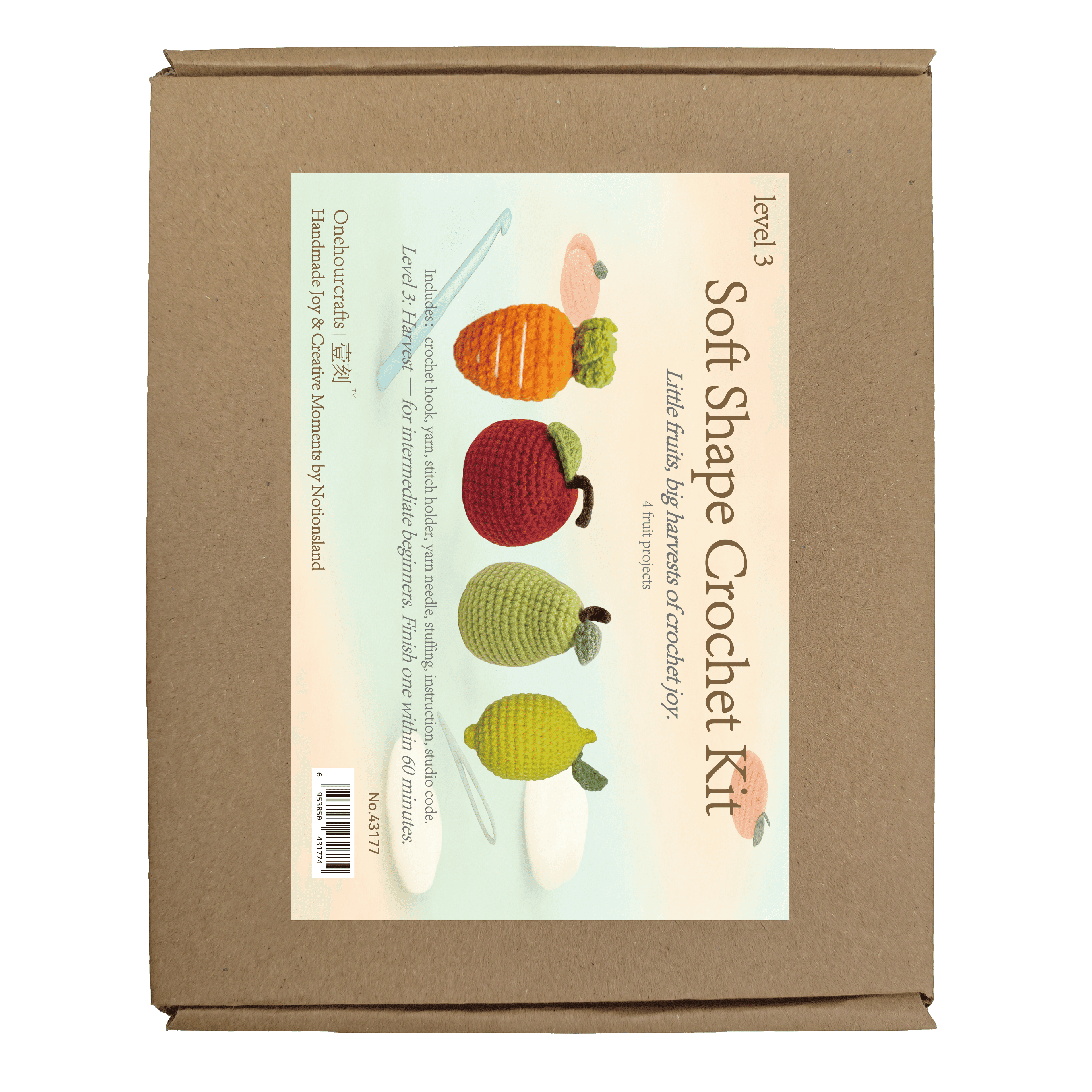 N.º 43177 - Paquete de kits de ganchillo al por mayor para manualidades con temática frutal.
