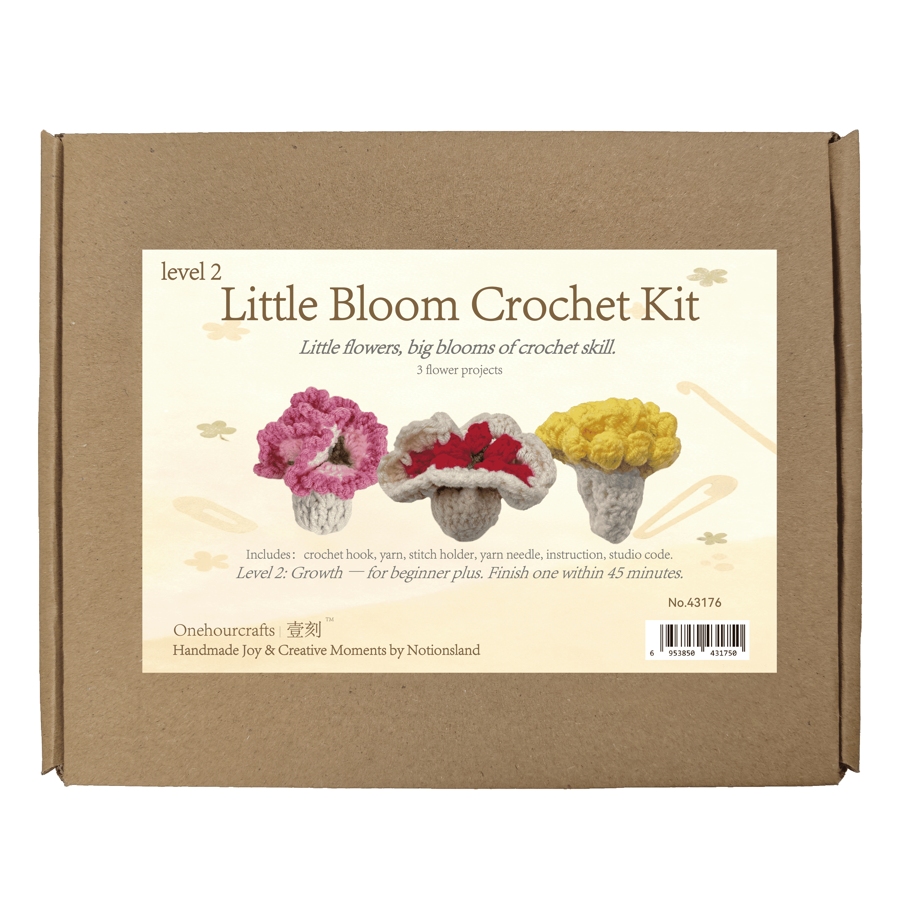 N.º 43176 - Paquete de kits de ganchillo al por mayor para proyectos florales de nivel principiante a avanzado