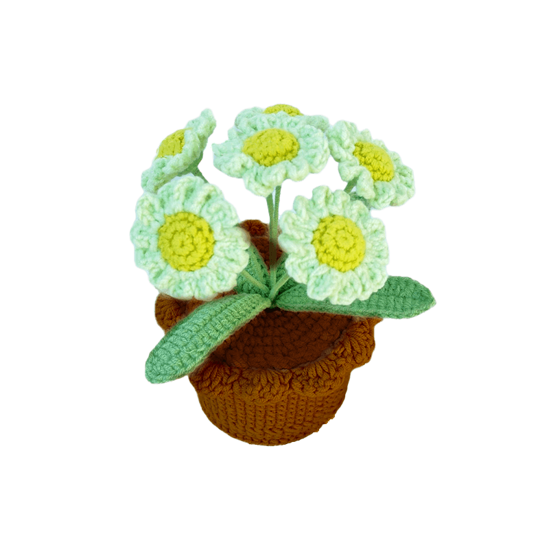 N28585-Medium Crochet Potted Plant Daisy / Handmade Crochet Daisy Decor