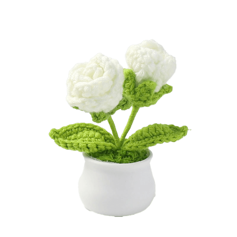 Crochet Mini Plastic Potted Plant Rose