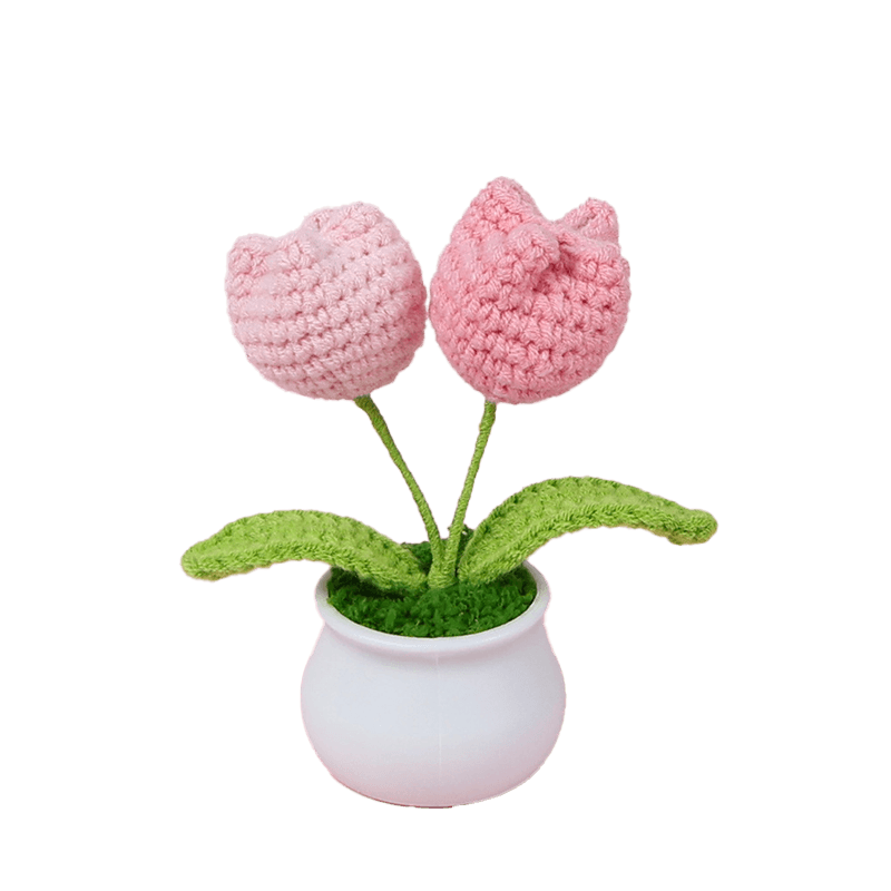 Crochet Mini Plastic Potted Plant Rose