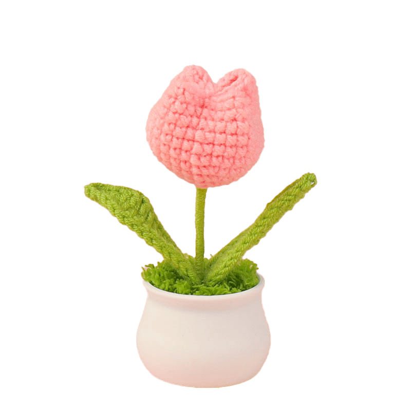 Crochet Mini Plastic Potted Plant Rose