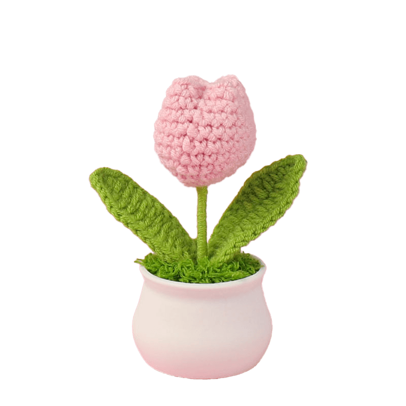 Crochet Mini Plastic Potted Plant Rose