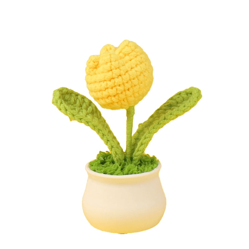 Crochet Mini Plastic Potted Plant Rose