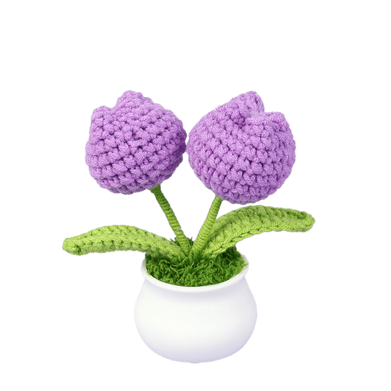 Crochet Mini Plastic Potted Plant Rose